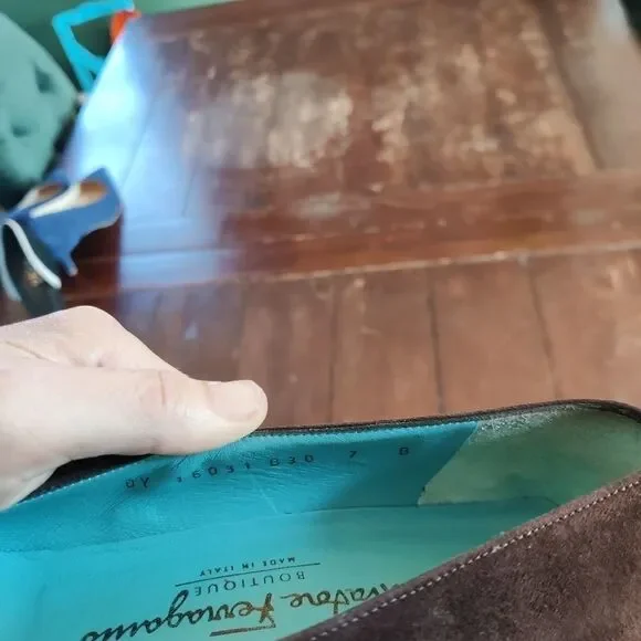 salvatore Ferragamo boutique vintage 90s brown suede loafers size 7 - Picture 7 of 9